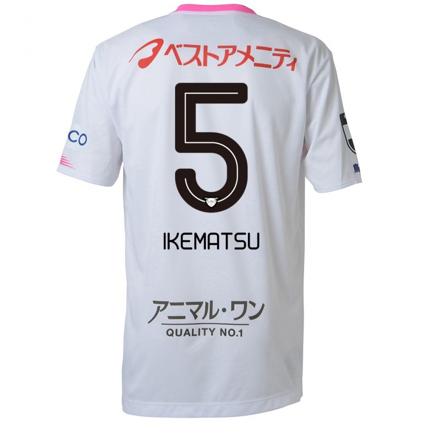 Kinder Teppei Ikematsu #5 Weiß Blau Rosa Auswärtstrikot Trikot 2024/25 T-Shirt