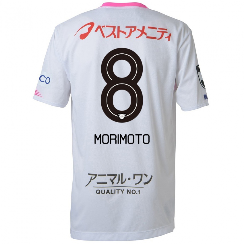 Kinder Sena Morimoto #8 Weiß Blau Rosa Auswärtstrikot Trikot 2024/25 T-Shirt