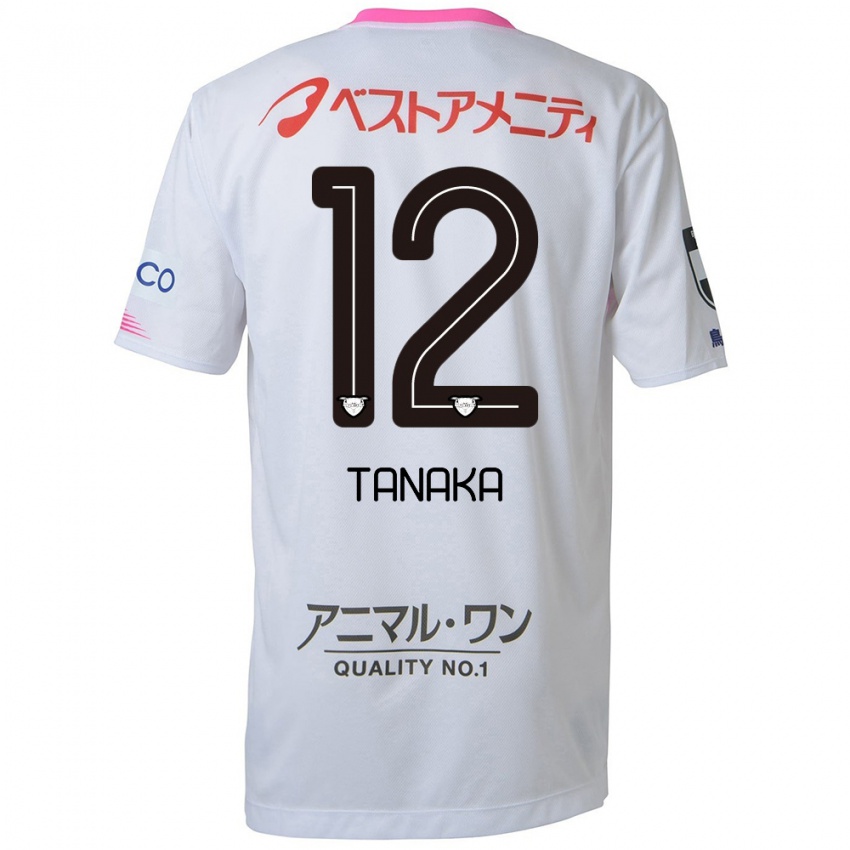 Kinder Kosei Tanaka #12 Weiß Blau Rosa Auswärtstrikot Trikot 2024/25 T-Shirt