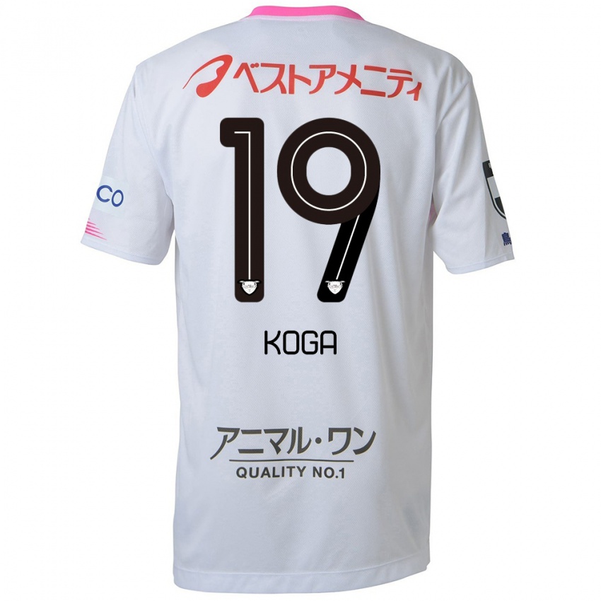 Kinder Ryoma Koga #19 Weiß Blau Rosa Auswärtstrikot Trikot 2024/25 T-Shirt