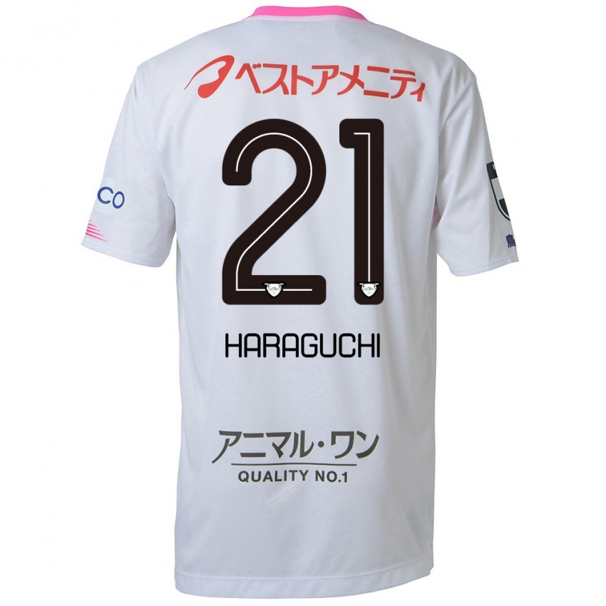 Kinder Konosuke Haraguchi #21 Weiß Blau Rosa Auswärtstrikot Trikot 2024/25 T-Shirt