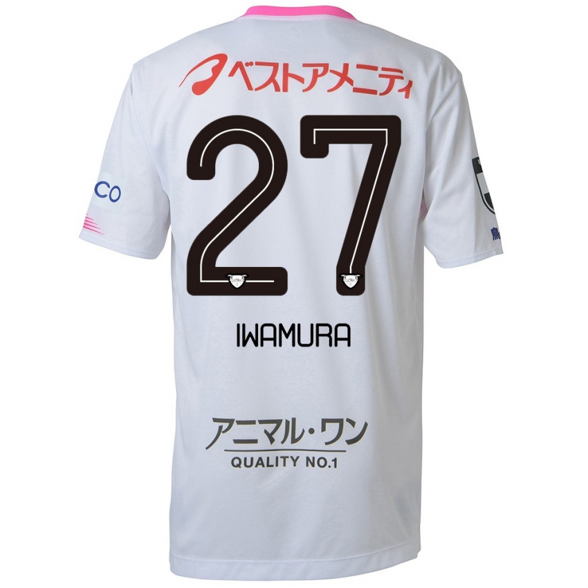 Kinder Junnosuke Iwamura #27 Weiß Blau Rosa Auswärtstrikot Trikot 2024/25 T-Shirt