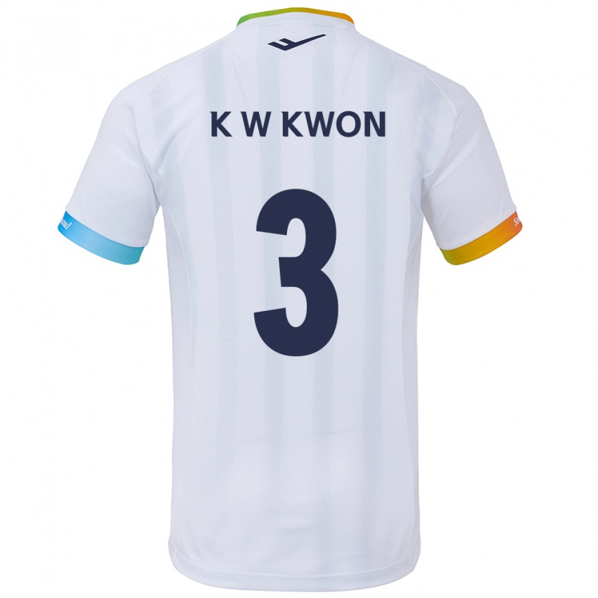 Kinder Wan-Kyu Kwon #3 Weiß Blau Auswärtstrikot Trikot 2024/25 T-Shirt