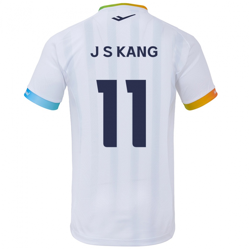 Kinder Seong-Jin Kang #11 Weiß Blau Auswärtstrikot Trikot 2024/25 T-Shirt