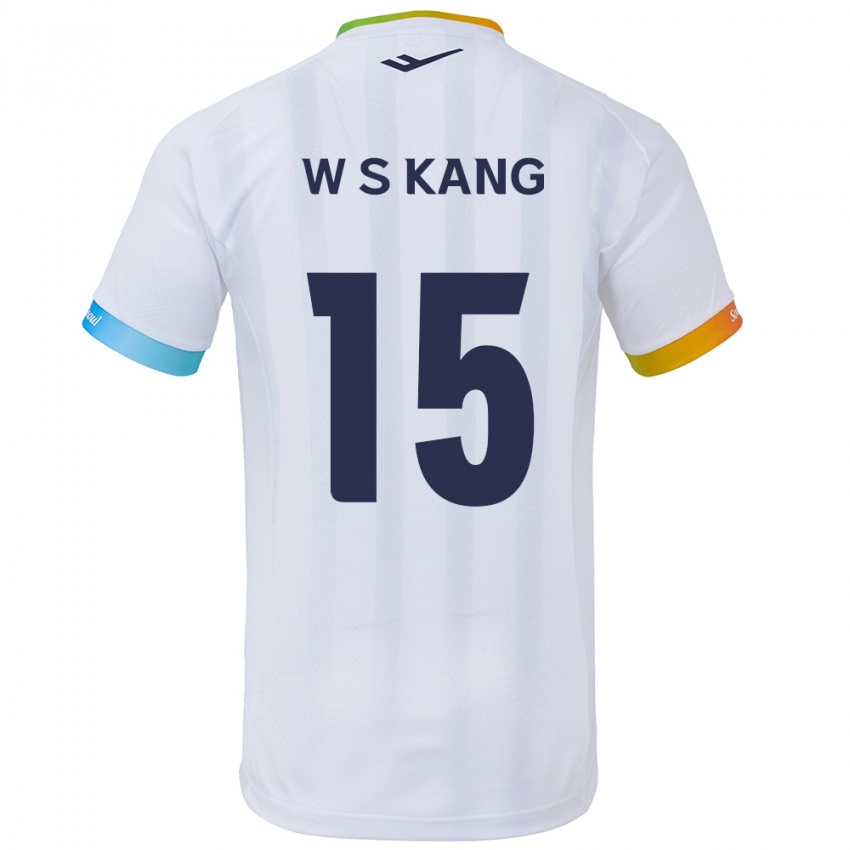 Kinder Sang-Woo Kang #15 Weiß Blau Auswärtstrikot Trikot 2024/25 T-Shirt