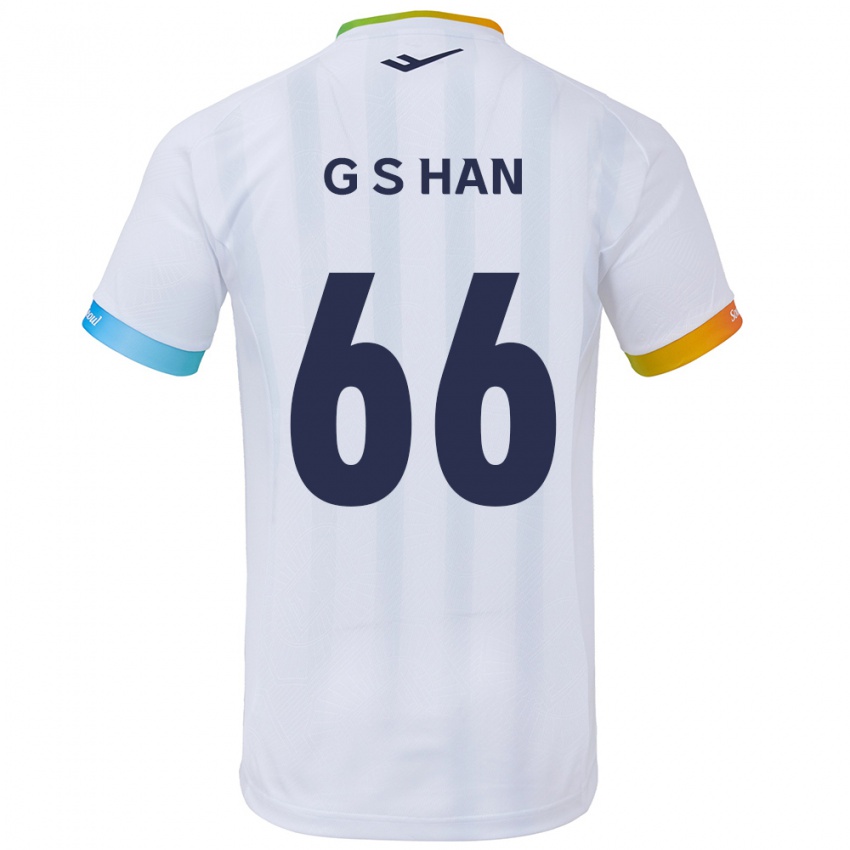 Kinder Seung-Gyu Han #66 Weiß Blau Auswärtstrikot Trikot 2024/25 T-Shirt