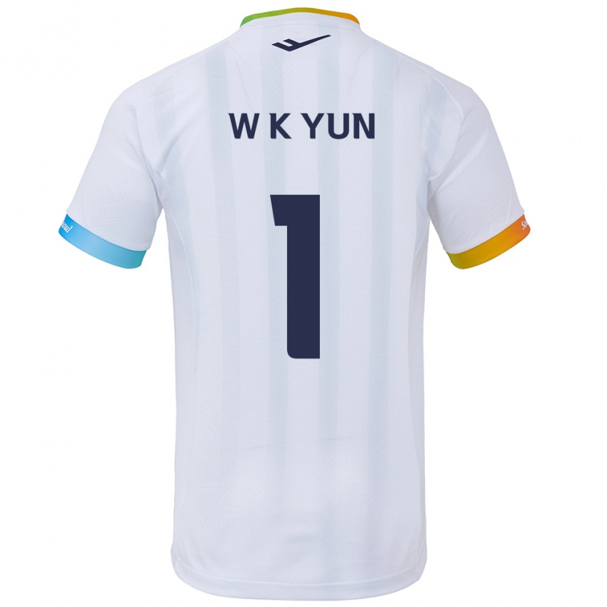 Kinder Ki-Wook Yun #1 Weiß Blau Auswärtstrikot Trikot 2024/25 T-Shirt