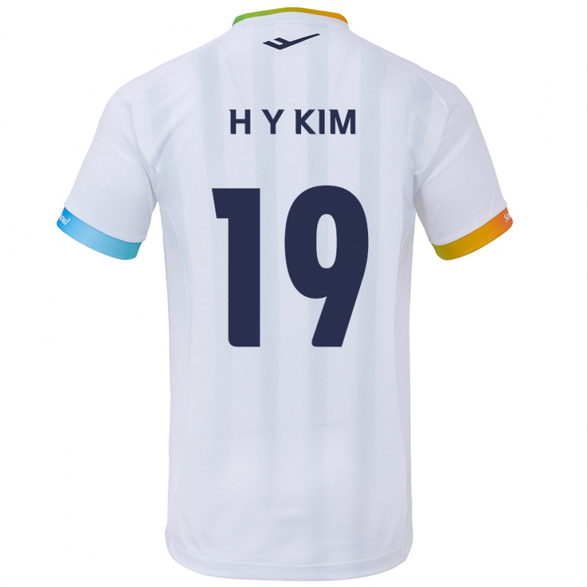 Kinder Yong-Hyuk Kim #19 Weiß Blau Auswärtstrikot Trikot 2024/25 T-Shirt