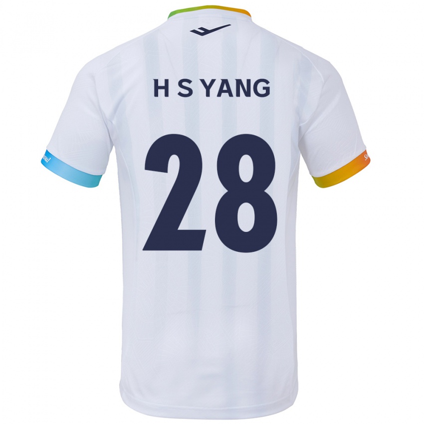 Kinder Seung-Hyeon Yang #28 Weiß Blau Auswärtstrikot Trikot 2024/25 T-Shirt