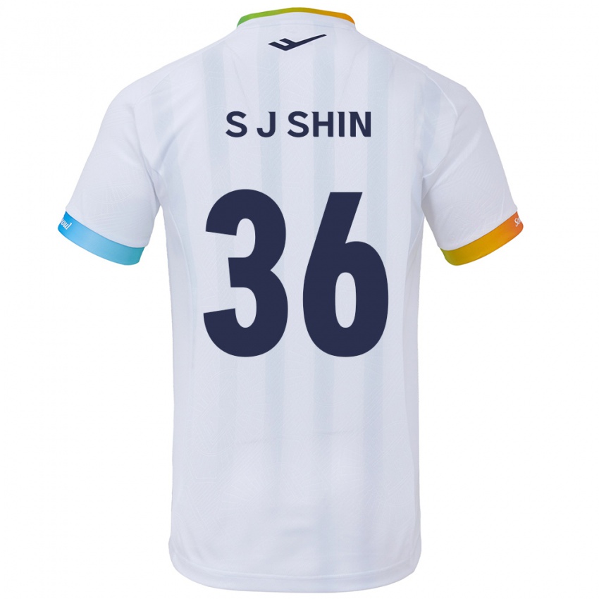 Kinder Ji-Seop Shin #36 Weiß Blau Auswärtstrikot Trikot 2024/25 T-Shirt