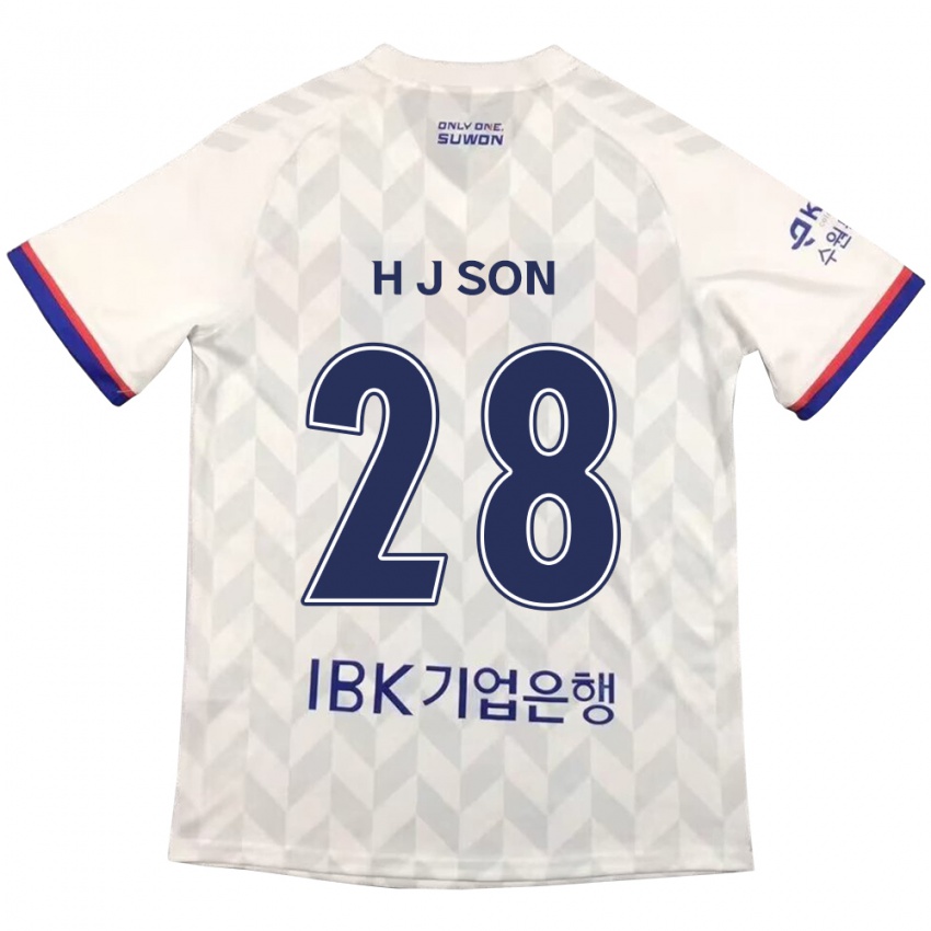 Kinder Jun-Ho Son #28 Weiß Blau Auswärtstrikot Trikot 2024/25 T-Shirt