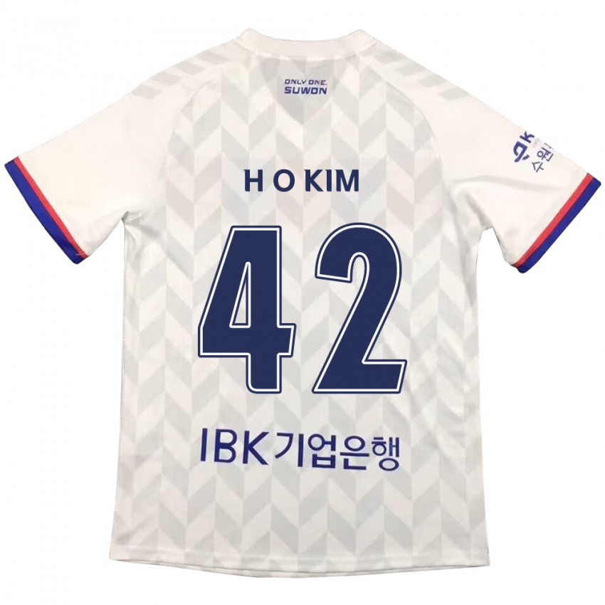 Kinder One-Hyung Kim #42 Weiß Blau Auswärtstrikot Trikot 2024/25 T-Shirt