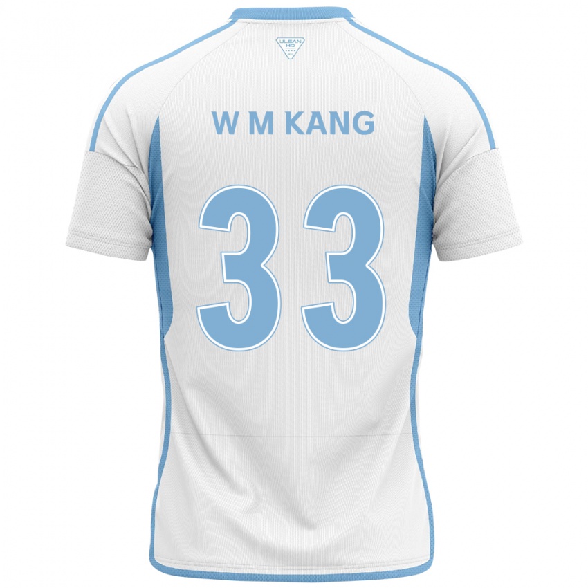 Kinder Min-Woo Kang #33 Weiß Blau Auswärtstrikot Trikot 2024/25 T-Shirt