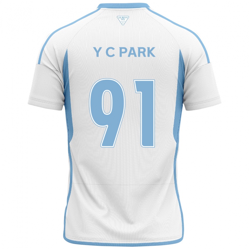 Kinder Chu-Young Park #91 Weiß Blau Auswärtstrikot Trikot 2024/25 T-Shirt