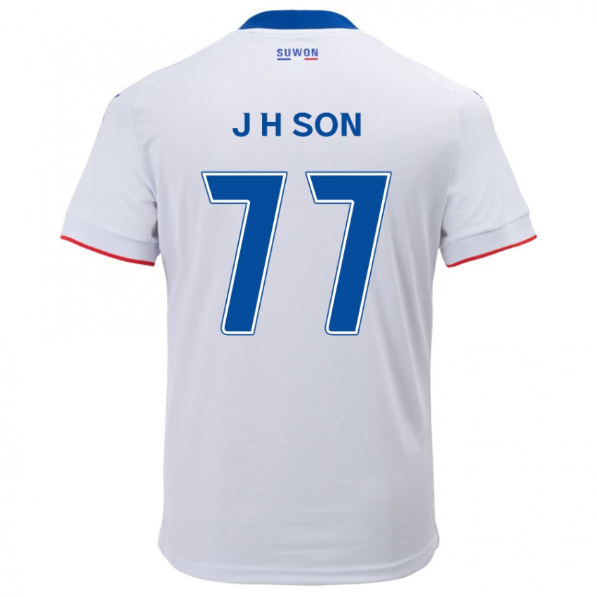 Kinder Ho-Jun Son #77 Weiß Blau Auswärtstrikot Trikot 2024/25 T-Shirt