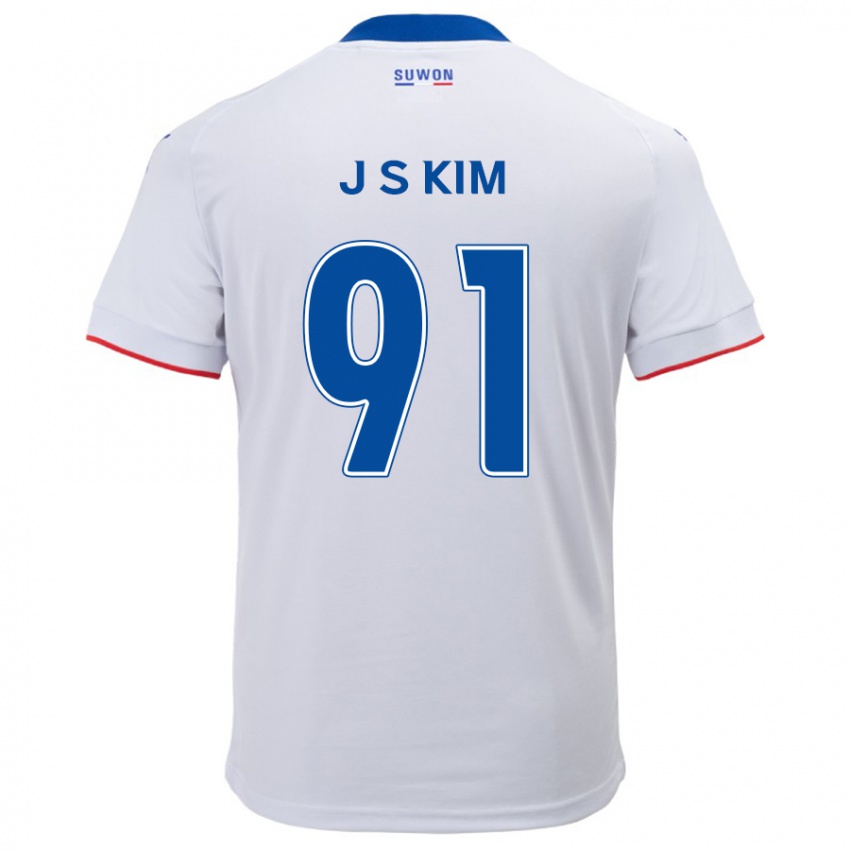 Kinder Seong-Ju Kim #91 Weiß Blau Auswärtstrikot Trikot 2024/25 T-Shirt