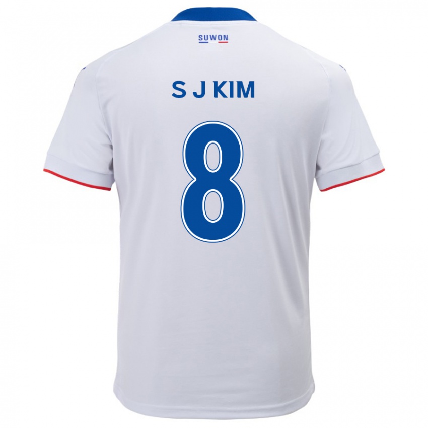 Kinder Ji-Sung Kim #8 Weiß Blau Auswärtstrikot Trikot 2024/25 T-Shirt