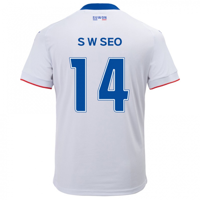 Kinder Woo-Seong Seo #14 Weiß Blau Auswärtstrikot Trikot 2024/25 T-Shirt