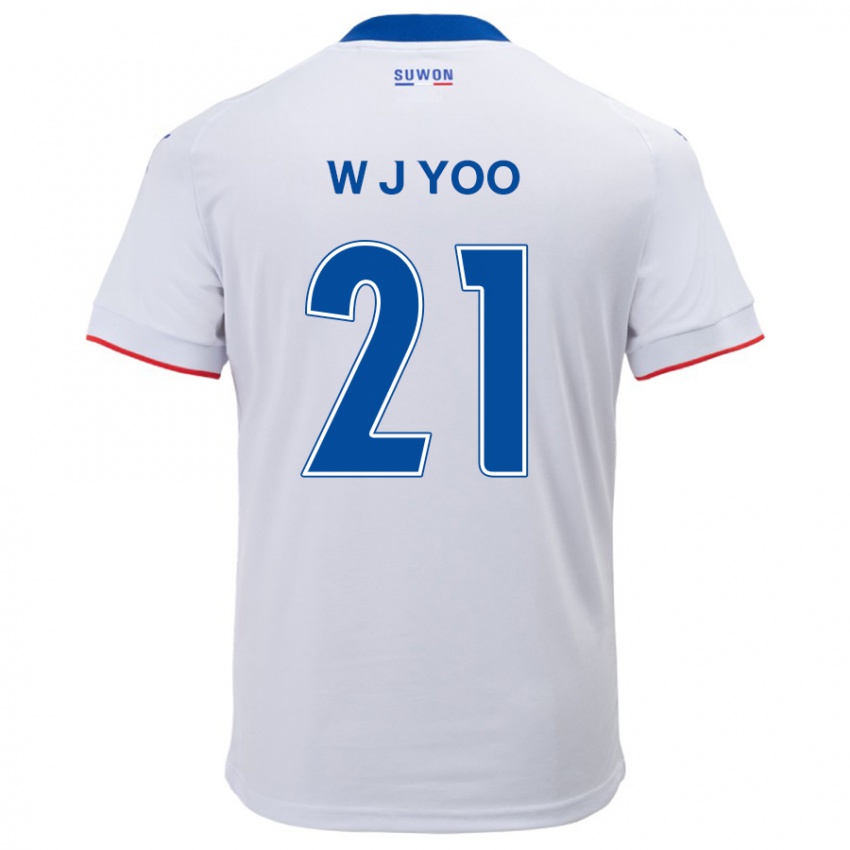 Kinder Jin-Wook Yoo #21 Weiß Blau Auswärtstrikot Trikot 2024/25 T-Shirt