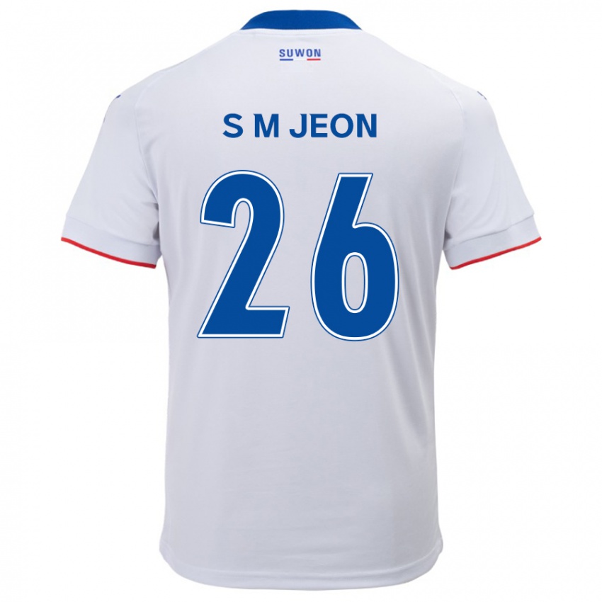 Kinder Min-Seung Jeon #26 Weiß Blau Auswärtstrikot Trikot 2024/25 T-Shirt