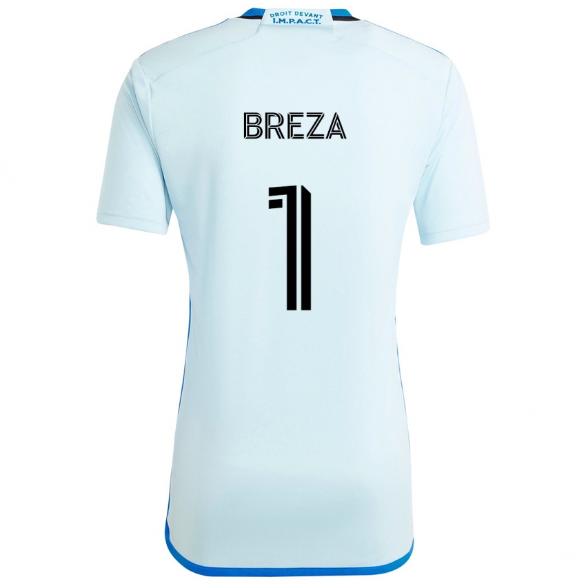 Kinder Sebastian Breza #1 Eisblau Auswärtstrikot Trikot 2024/25 T-Shirt