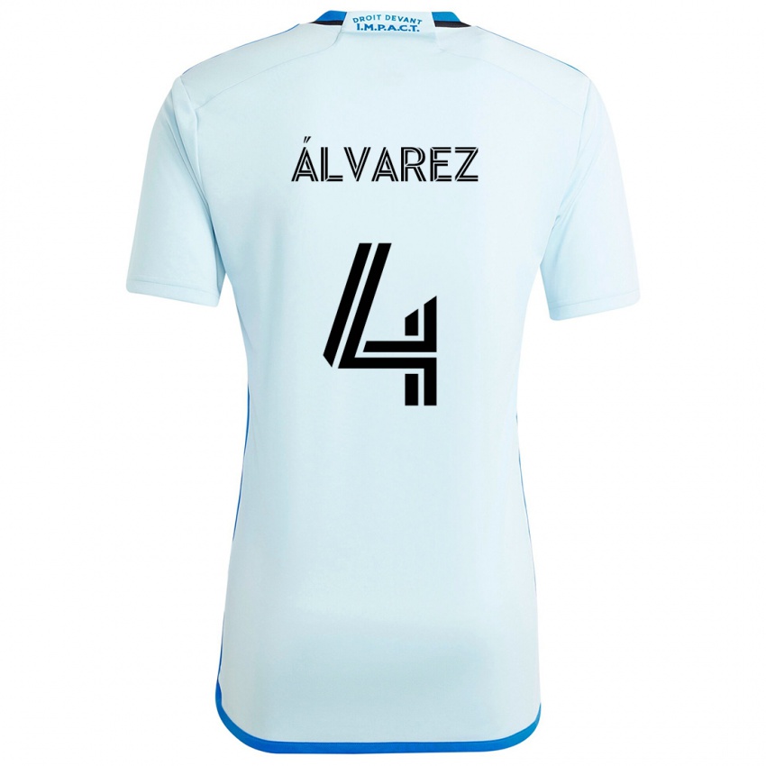 Kinder Fernando Álvarez #4 Eisblau Auswärtstrikot Trikot 2024/25 T-Shirt