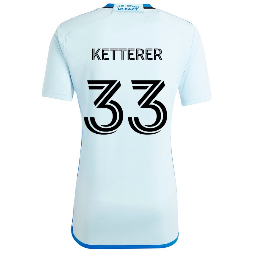 Kinder Logan Ketterer #33 Eisblau Auswärtstrikot Trikot 2024/25 T-Shirt