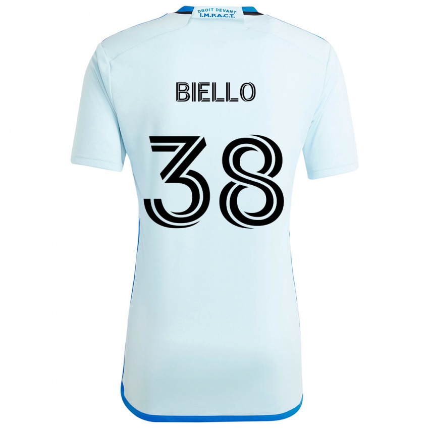 Kinder Alessandro Biello #38 Eisblau Auswärtstrikot Trikot 2024/25 T-Shirt