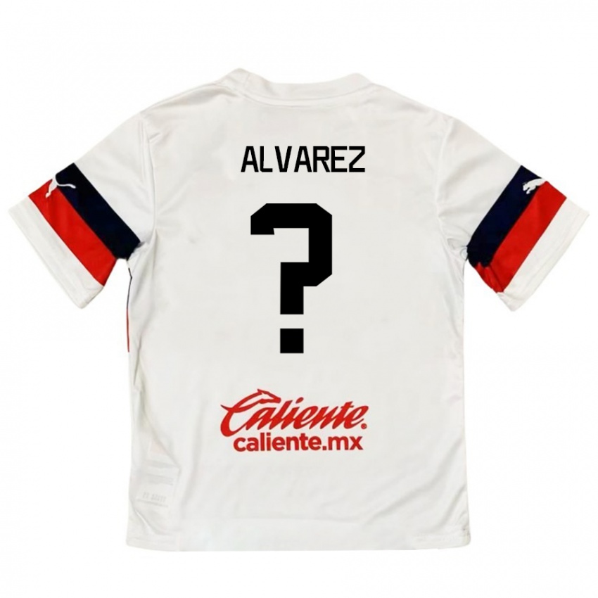 Kinder Sergio Álvarez #0 Weiß Rot Auswärtstrikot Trikot 2024/25 T-Shirt