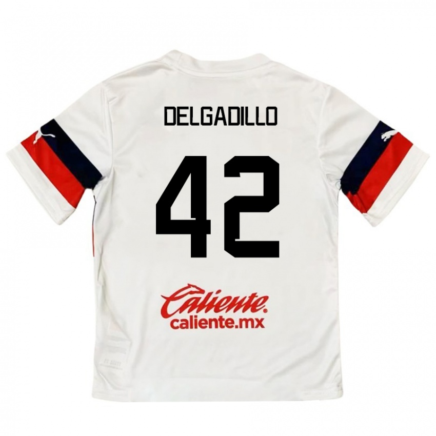 Kinder Diego Delgadillo #42 Weiß Rot Auswärtstrikot Trikot 2024/25 T-Shirt