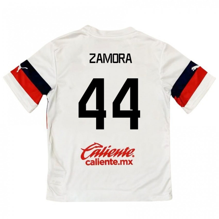 Kinder Saúl Zamora #44 Weiß Rot Auswärtstrikot Trikot 2024/25 T-Shirt