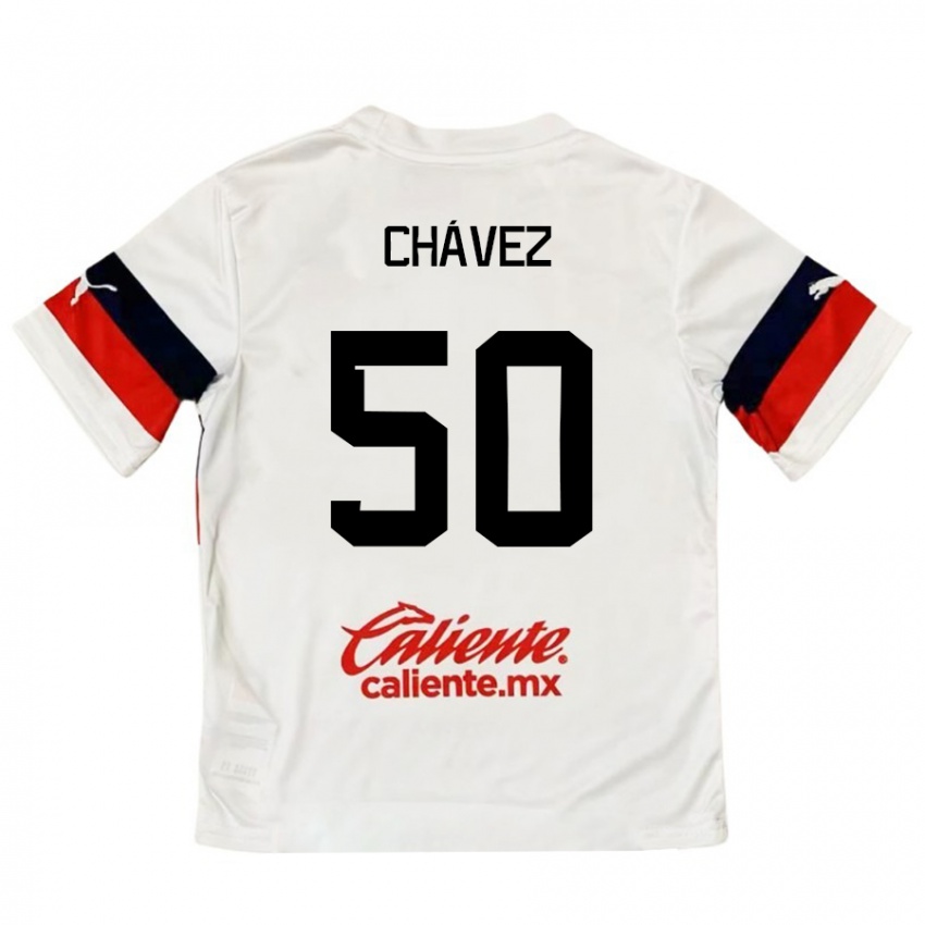 Kinder Mateo Chávez #50 Weiß Rot Auswärtstrikot Trikot 2024/25 T-Shirt