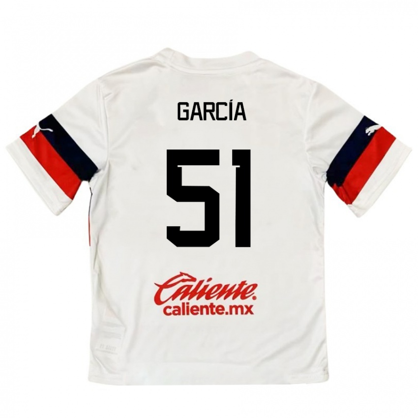 Kinder Eduardo García #51 Weiß Rot Auswärtstrikot Trikot 2024/25 T-Shirt