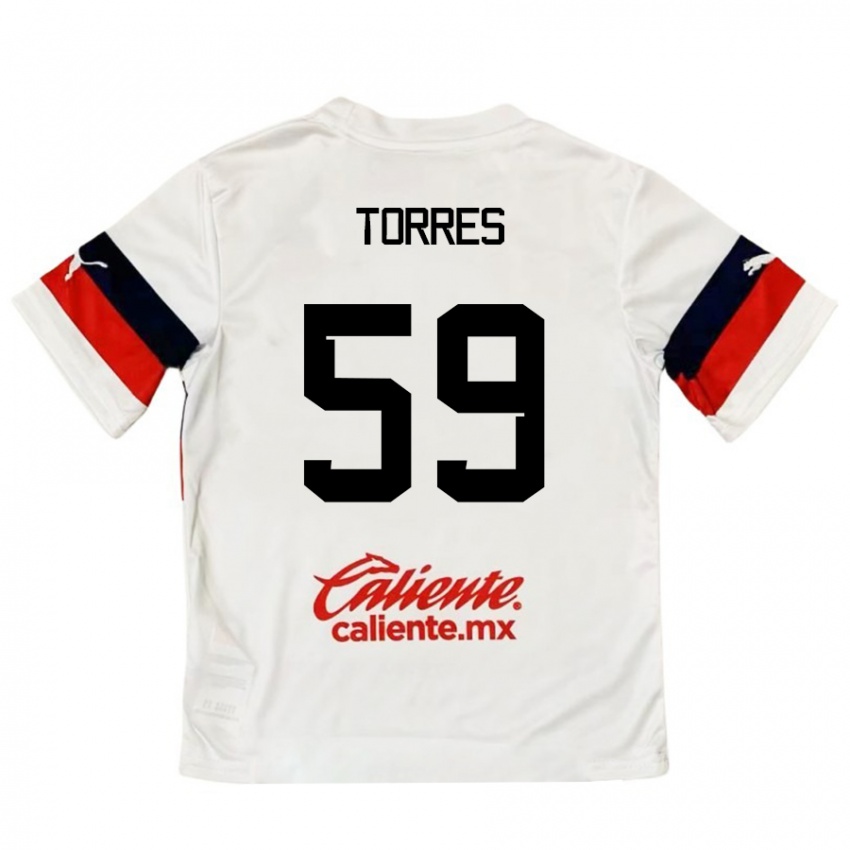 Kinder Christian Torres #59 Weiß Rot Auswärtstrikot Trikot 2024/25 T-Shirt