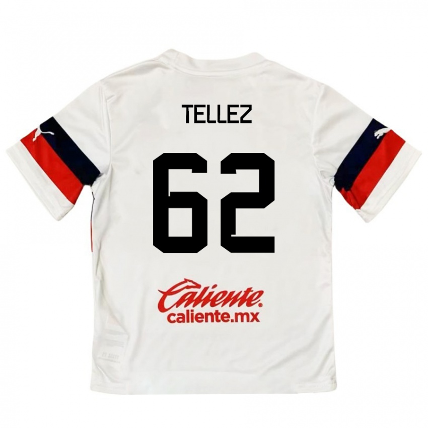 Kinder Brandon Téllez #62 Weiß Rot Auswärtstrikot Trikot 2024/25 T-Shirt