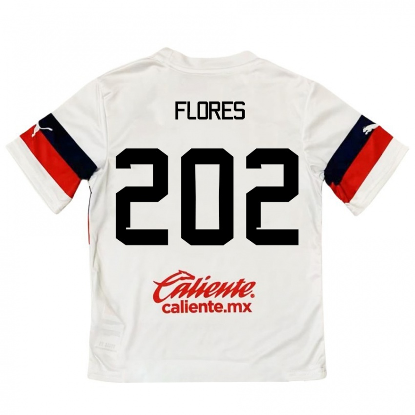 Kinder Daniel Flores #202 Weiß Rot Auswärtstrikot Trikot 2024/25 T-Shirt