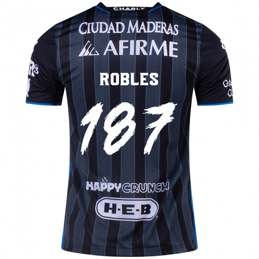 Kinder Juan Robles #187 Weiß Schwarz Auswärtstrikot Trikot 2024/25 T-Shirt