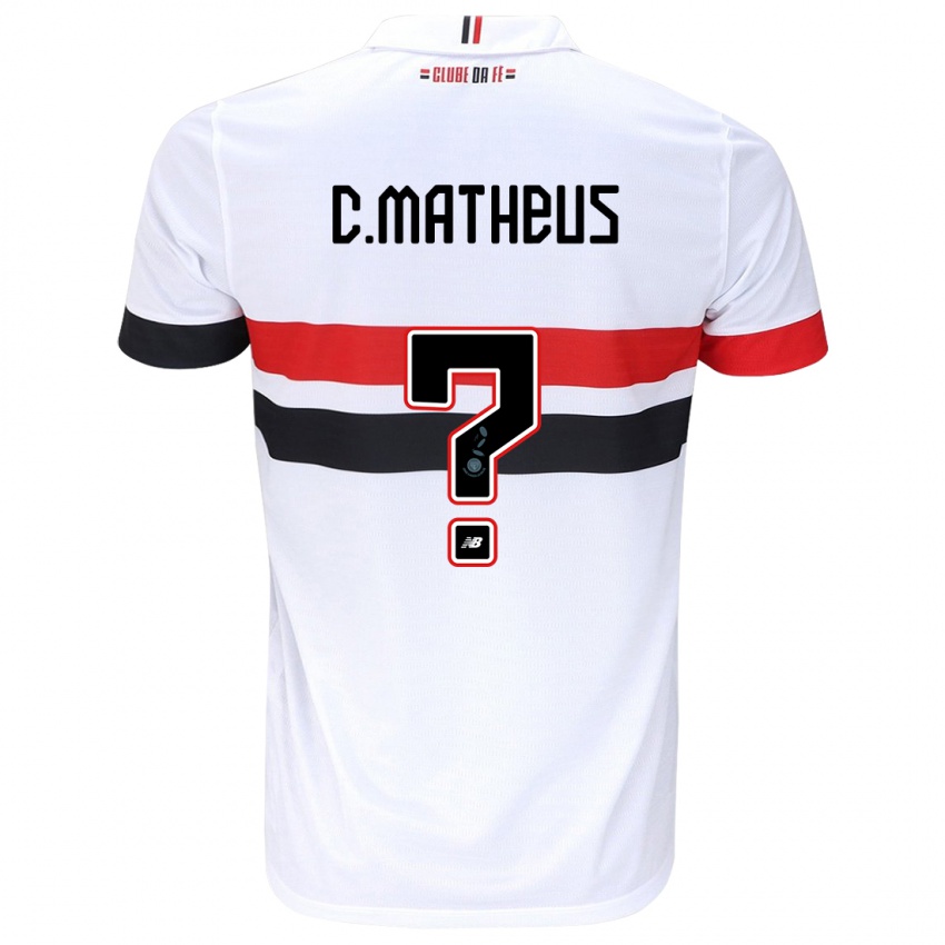 Herren Caio Matheus #0 Weiß Rot Schwarz Heimtrikot Trikot 2024/25 T-Shirt