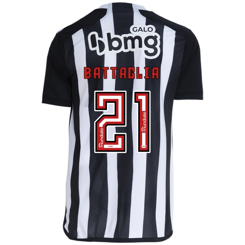 Herren Rodrigo Battaglia #21 Weiß Schwarz Heimtrikot Trikot 2024/25 T-Shirt