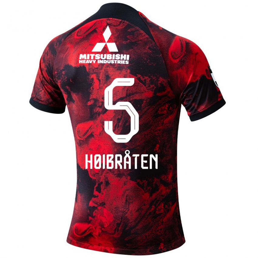 Herren Marius Høibråten #5 Rot Schwarz Heimtrikot Trikot 2024/25 T-Shirt