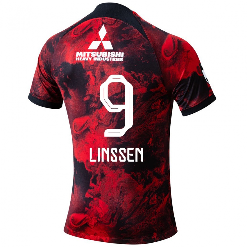 Herren Bryan Linssen #9 Rot Schwarz Heimtrikot Trikot 2024/25 T-Shirt