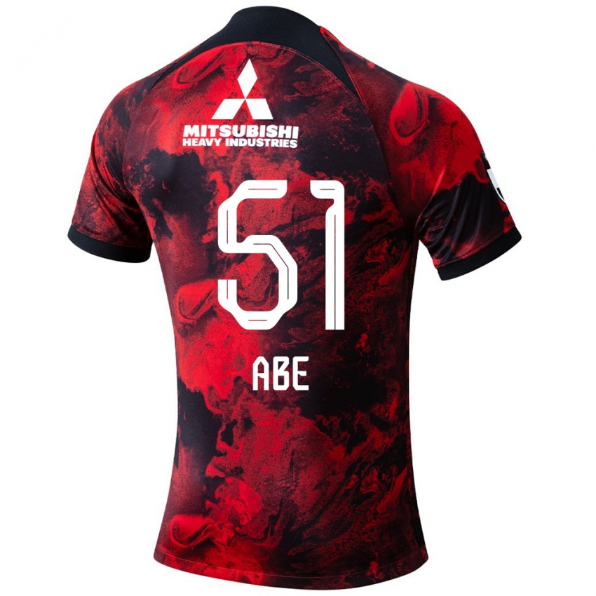 Herren Shintaro Abe #51 Rot Schwarz Heimtrikot Trikot 2024/25 T-Shirt