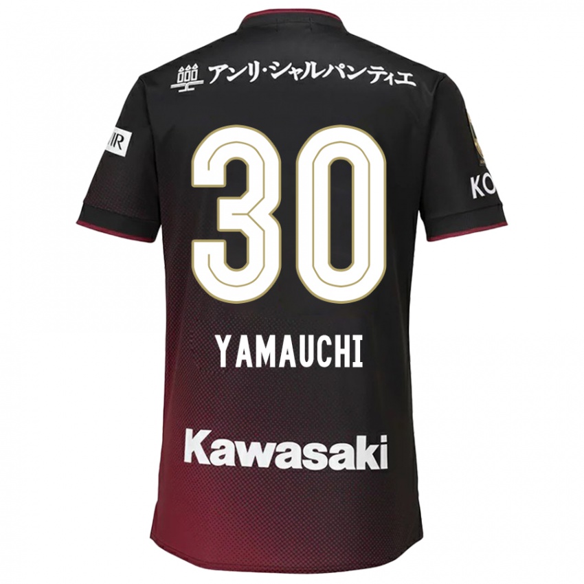 Herren Kakeru Yamauchi #30 Schwarz Rot Heimtrikot Trikot 2024/25 T-Shirt