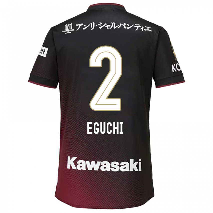 Herren Takuma Eguchi #2 Schwarz Rot Heimtrikot Trikot 2024/25 T-Shirt