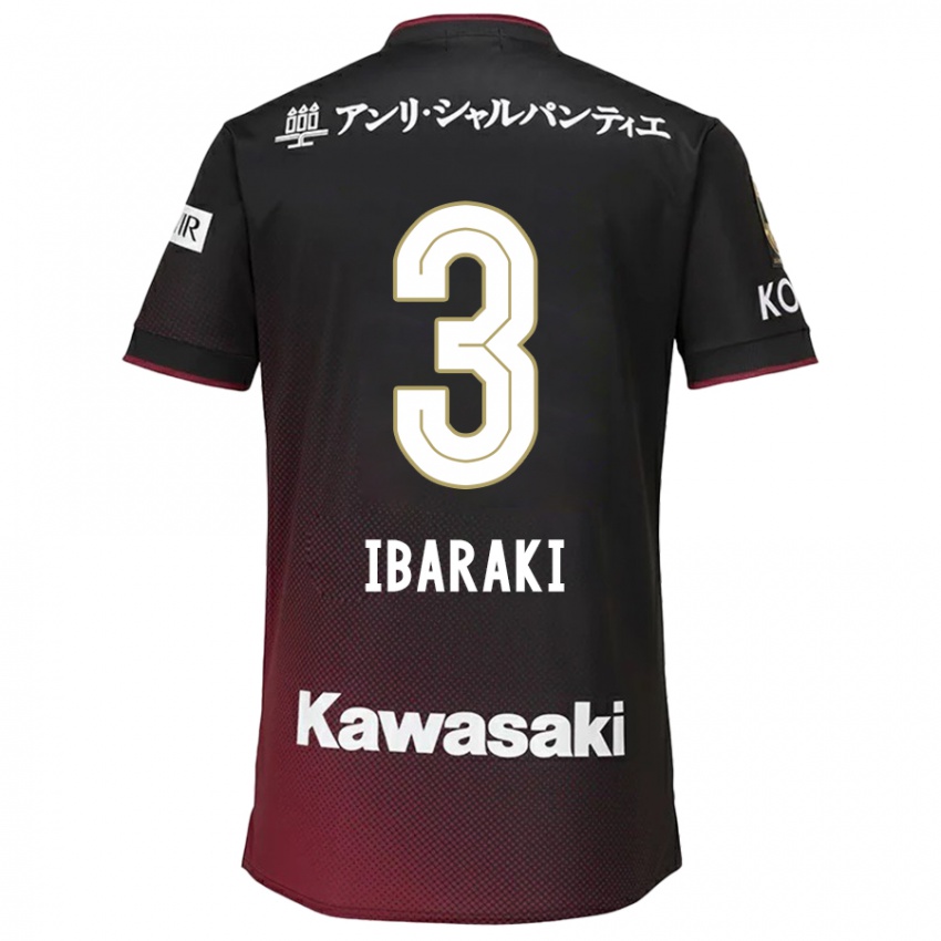 Herren Riku Ibaraki #3 Schwarz Rot Heimtrikot Trikot 2024/25 T-Shirt