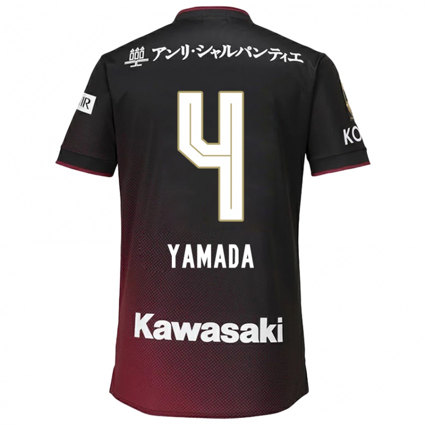 Herren Kaito Yamada #4 Schwarz Rot Heimtrikot Trikot 2024/25 T-Shirt