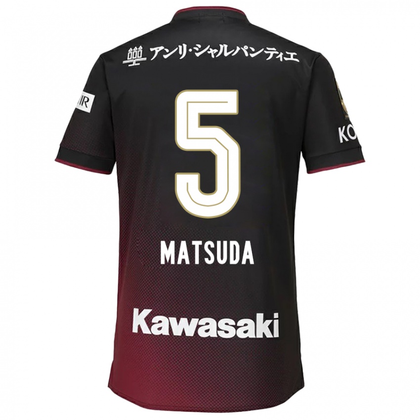 Herren Shido Matsuda #5 Schwarz Rot Heimtrikot Trikot 2024/25 T-Shirt