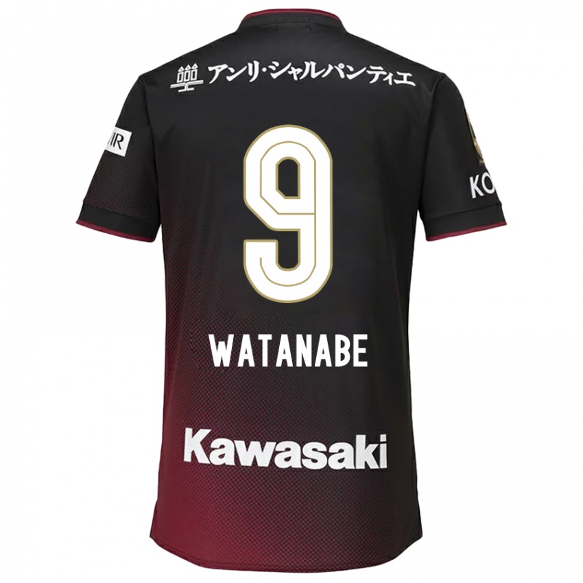 Herren Hayato Watanabe #9 Schwarz Rot Heimtrikot Trikot 2024/25 T-Shirt