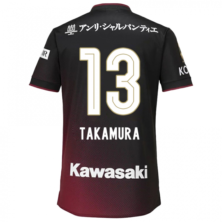 Herren Tokiya Takamura #13 Schwarz Rot Heimtrikot Trikot 2024/25 T-Shirt