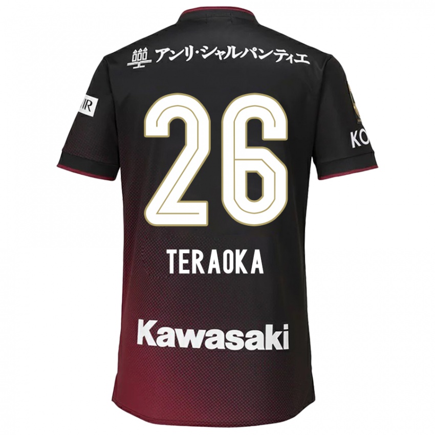 Herren Yuma Teraoka #26 Schwarz Rot Heimtrikot Trikot 2024/25 T-Shirt